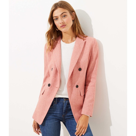 Loft NWOT Melange Double Breasted Blazer wool - Picture 2 of 7